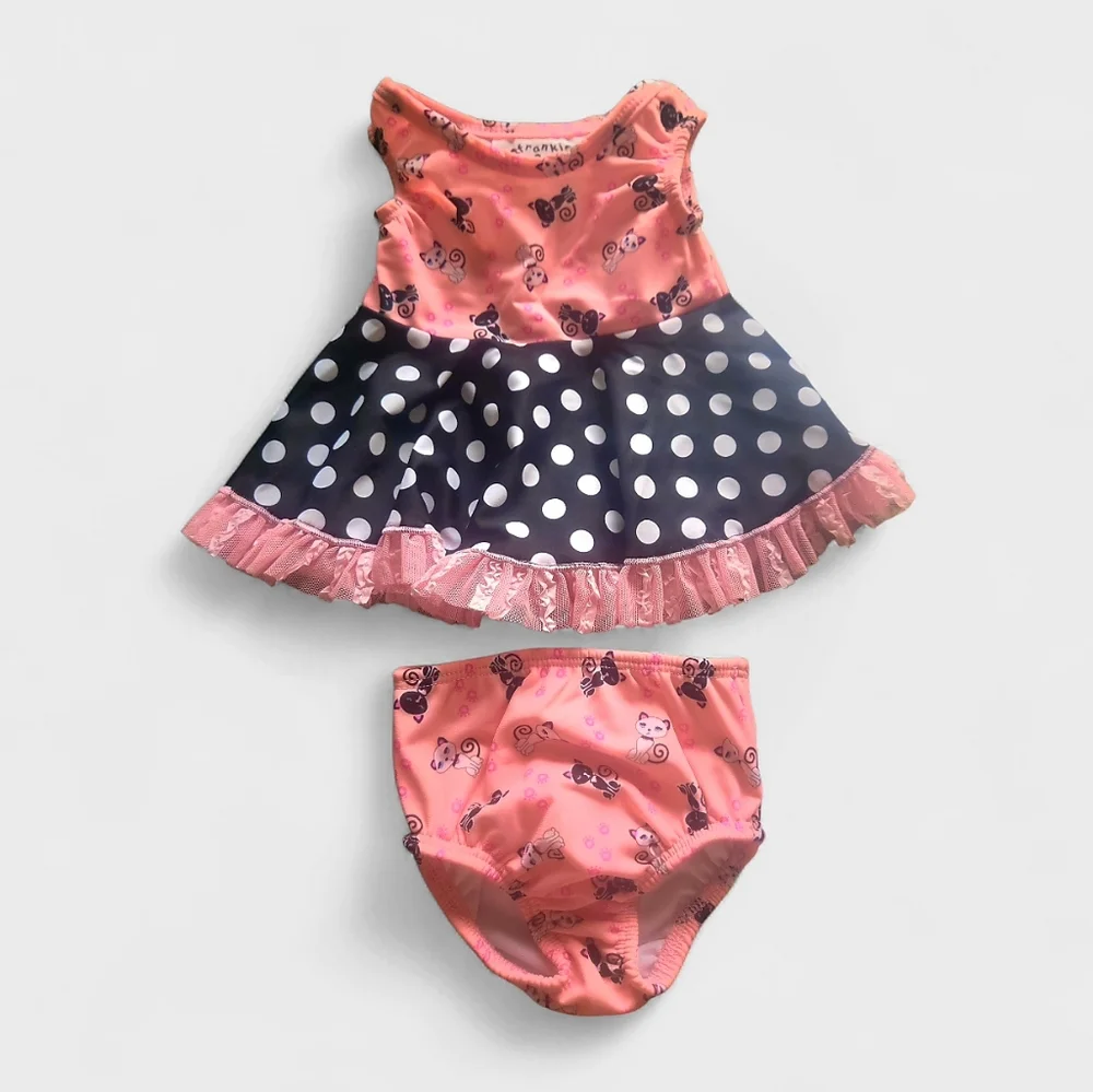 Frankie & Daisy 2 Piece Infant Kitty Swim Suit NWT